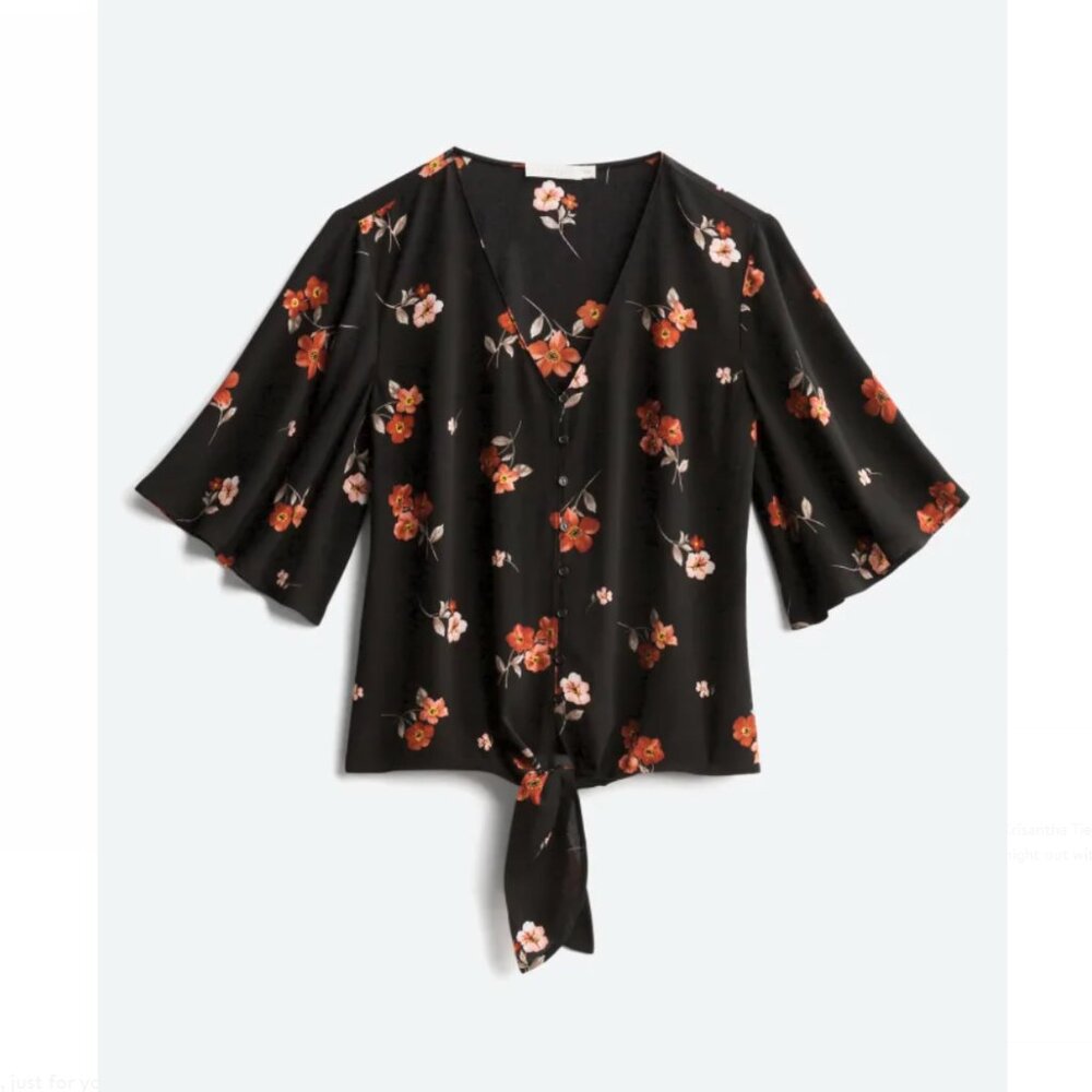 Tie Front Floral Blouse